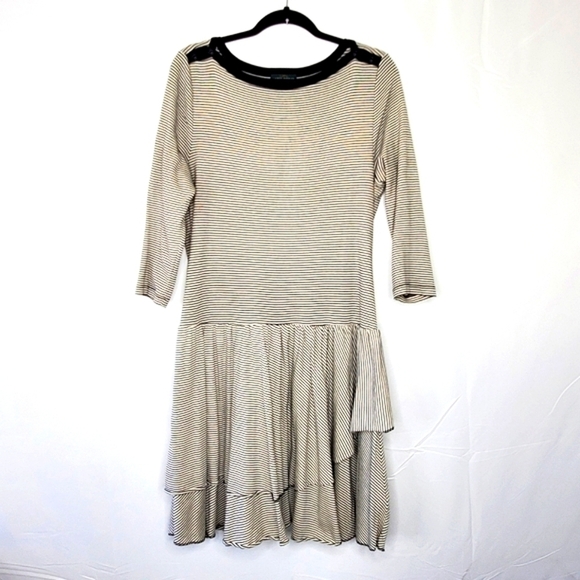 LRL Lauren Ralph Lauren Striped Tiered Dress Size L Stretch Cotton Preppy - Picture 10 of 10